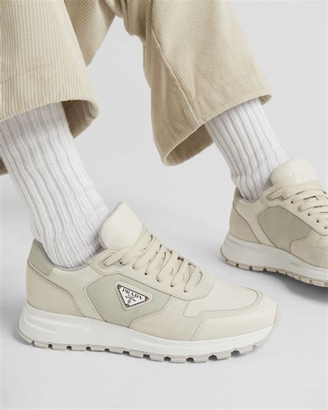 prada nubuck cap toe sneakers|Chalk White Nubuck And Nylon High.